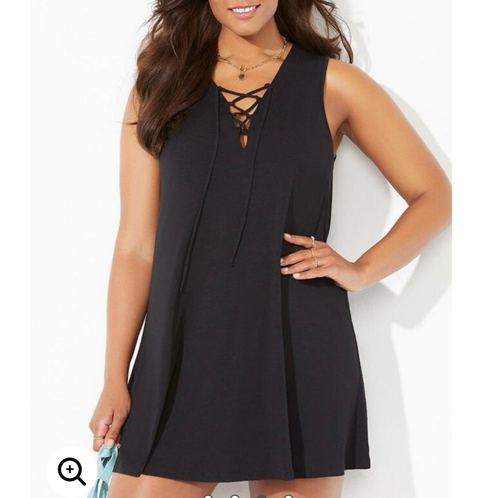 Swimsuits For All Women’s Fiona V-Neck Cover Up Dress Black Plus Size 22 24 Swim